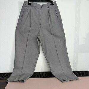 Hillard & Hanson Women's Pants Size 14 Black White High Rise Trousers VTG